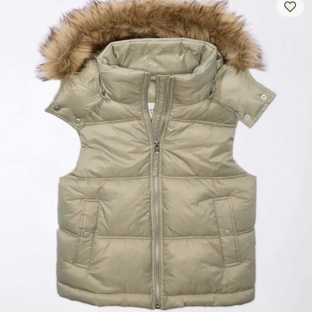 AE Faux Fur Hooded Puffer Vest